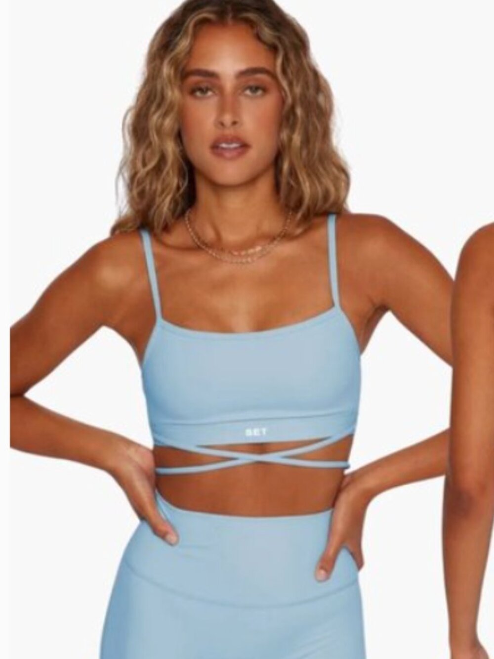 Set Active Sky Blue Sportbody Cross Tie Sports Bra Size M